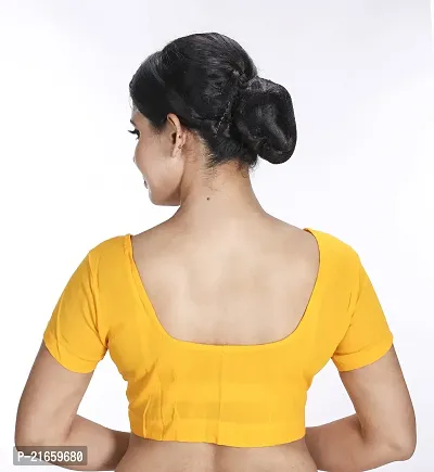 Amab Women's Rubia Cotton Half Sleeves Saree Blouse, 40 (Lemon Yellow), Mini by Hand-thumb4