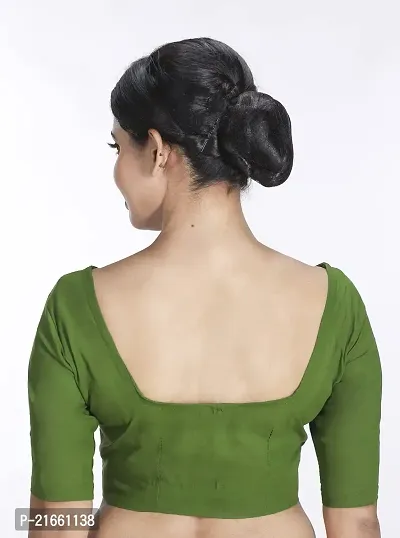 Amab Women's Rubia Cotton Half Sleeves Saree Blouse, 38 (CHATNI Green), Glass by Hand-thumb4