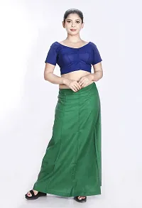 Amab Women's Cotton Plain Petticoat | Pure Cotton Readymade Inskirt Saree Petticoats Combo with Handmade Nada | Women's Cotton Plain Fully Stitched Saree | Lingerie. (Dark Green).-thumb1