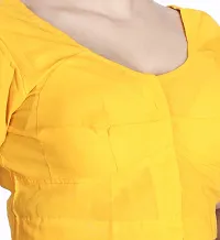 Amab Women's Rubia Cotton Half Sleeves Saree Blouse, 40 (Lemon Yellow), Mini by Hand-thumb1