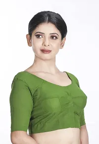 Amab Women's Rubia Cotton Half Sleeves Saree Blouse, 38 (CHATNI Green), Glass by Hand-thumb2