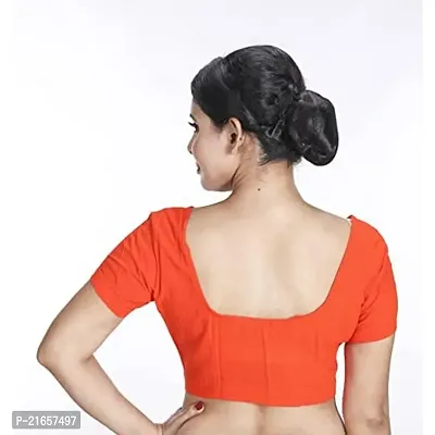 Amab Clothing Women's Collection of Round Neck Readymade Pure Cotton Blouse | Blouse is Fully Stitched and Ready to Wear | Made Up Which is Soft Against Skin. Orange-thumb3