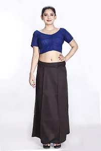 Amab Women's Cotton Plain Petticoat | Women's Pure Cotton Readymade Inskirt Saree Petticoats Combo with Handmade Nada | Women's Cotton Plain Fully Stitched Saree | Lingerie(Dark Brown).-thumb1