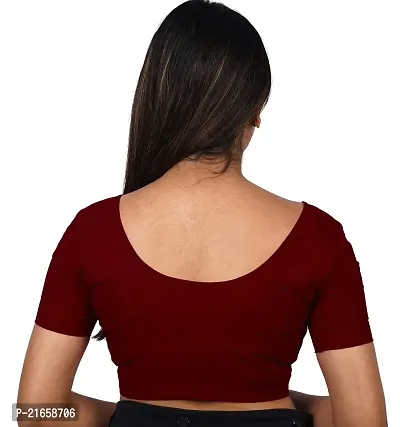BB Women's Cotton Readymade 2by2 Stitched Short Sleeves Saree Blouse 5XL(48) Size, Color Maroon, Bust Size: 48-thumb2