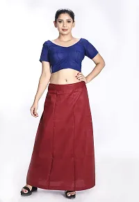 Amab Women's Cotton Plain Petticoat | Pure Cotton Readymade Inskirt Saree Petticoats Combo with Handmade Nada | Women's Cotton Plain Fully Stitched Saree | Lingerie. (Maroon).-thumb1