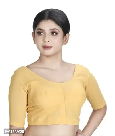 Women's Cotton Solid Half Sleeve Readymade Blouse (WCBRN32-38_Golden Yellow_38)