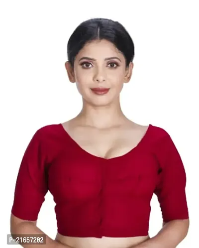 Women's Cotton Solid Half Sleeve Readymade Blouse (WCBRN49-34_Maroon_34)