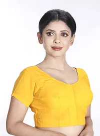 Amab Women's Rubia Cotton Half Sleeves Saree Blouse, 40 (Lemon Yellow), Mini by Hand-thumb2