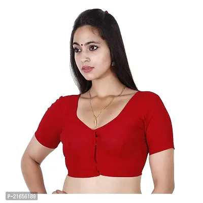 Women's Polycotton Solid Short Sleeve Blouse (SGBE-BL-ALL40-01S_Red_40)-thumb0