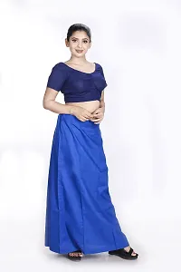 Amab Women's Cotton Plain Petticoat | Pure Cotton Readymade Inskirt Saree Petticoats Combo with Handmade Nada | Women's Cotton Plain Fully Stitched Saree | Lingerie. (Blue).-thumb2