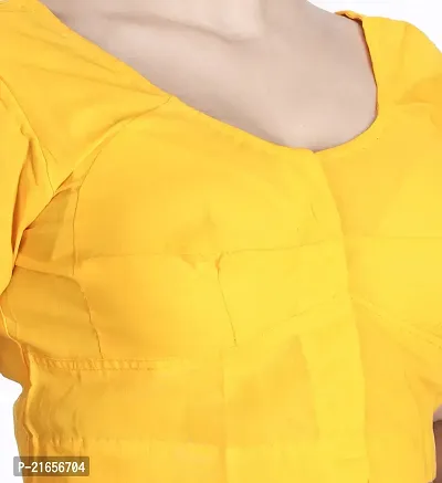 Women's Cotton Solid Half Sleeve Readymade Fully Stitched Blouse (WCBRN17-38_Yellow_38)-thumb4