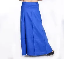 Amab Women's Cotton Plain Petticoat | Women's Pure Cotton Readymade Inskirt Saree Petticoats Combo with Handmade Nada | Women's Cotton Plain Fully Stitched Saree Lingerie (Blue).-thumb3