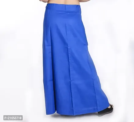 Amab Women's Cotton Plain Petticoat | Women's Pure Cotton Readymade Inskirt Saree Petticoats Combo with Handmade Nada | Women's Cotton Plain Fully Stitched Saree Lingerie (Blue).-thumb4