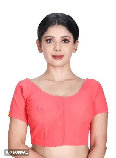 Amab Women's Rubia Cotton Half Sleeves Saree Blouse, 38 (Strawberry), Mini by Hand