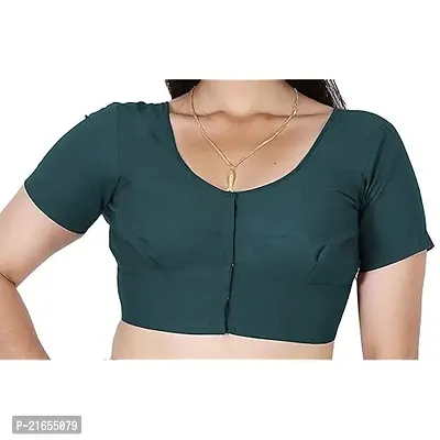 BB Women's Stitched Readymade 2by2 Cotton Blouse- Mayil Green/Peacock Green-thumb0