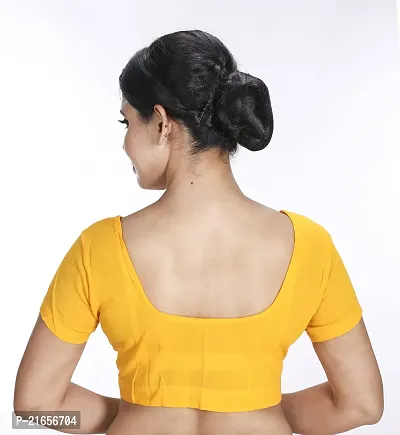 Women's Cotton Solid Half Sleeve Readymade Fully Stitched Blouse (WCBRN17-38_Yellow_38)-thumb3