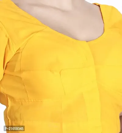 Amab Women's Rubia Cotton Half Sleeves Saree Blouse, 32 (Lemon Yellow), Mini by Hand-thumb2