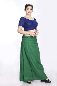 Amab Women's Cotton Plain Petticoat | Pure Cotton Readymade Inskirt Saree Petticoats Combo with Handmade Nada | Women's Cotton Plain Fully Stitched Saree | Lingerie. (Dark Green).-thumb2