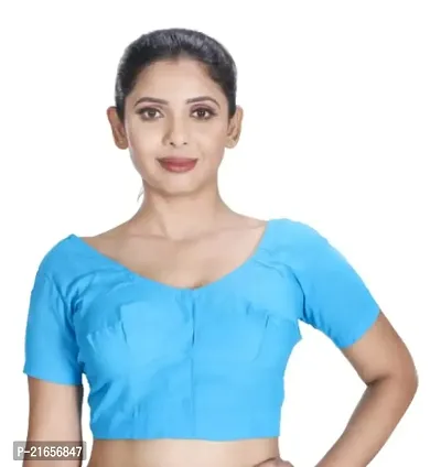 Amab Clothing Women's Collection of Round Neck Readymade Pure Cotton Blouse | Blouse is Fully Stitched and Ready to Wear | Made Up Which is Soft Against Skin.-thumb0