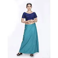 Amab Women's Cotton Plain Petticoat | Pure Cotton Readymade Inskirt Saree Petticoats Combo with Handmade Nada | Women's Cotton Plain Fully Stitched Saree | Lingerie. (Blue).-thumb2