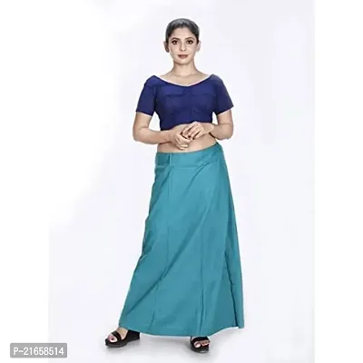 Amab Women's Cotton Plain Petticoat | Pure Cotton Readymade Inskirt Saree Petticoats Combo with Handmade Nada | Women's Cotton Plain Fully Stitched Saree | Lingerie. (Blue).-thumb3