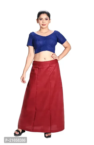 Amab Women's Cotton Plain Petticoat | Pure Cotton Readymade Inskirt Saree Petticoats Combo with Handmade Nada | Women's Cotton Plain Fully Stitched Saree | Lingerie. (Maroon).