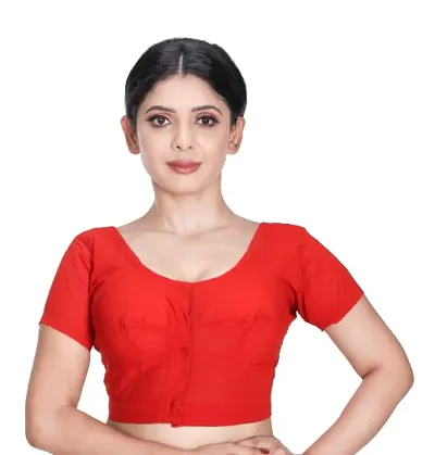 Amab Women's Rubia Half Sleeves Saree Blouse, 38 (RED), Mini by Hand