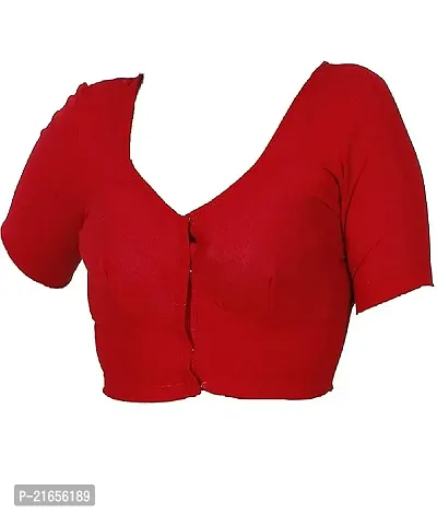Women's Polycotton Solid Short Sleeve Blouse (SGBE-BL-ALL40-01S_Red_40)-thumb2