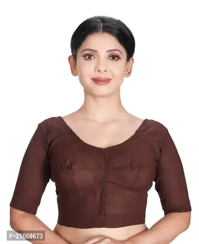 Amab Women's Rubia Cotton Half Sleeves Saree Blouse, 38 (Brown), Glass by Hand