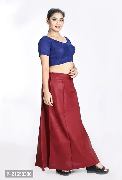 Amab Women's Cotton Plain Petticoat | Pure Cotton Readymade Inskirt Saree Petticoats Combo with Handmade Nada | Women's Cotton Plain Fully Stitched Saree | Lingerie. (Maroon).-thumb3