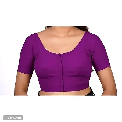 BB Women's Cotton Readymade 2by2 Rubia Stitched Short Sleeves Saree Blouse, Color Purple-thumb0