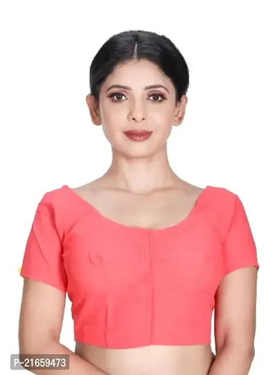 Amab Women's Rubia Cotton Half Sleeves Saree Blouse, 32 (Strawberry), Mini by Hand