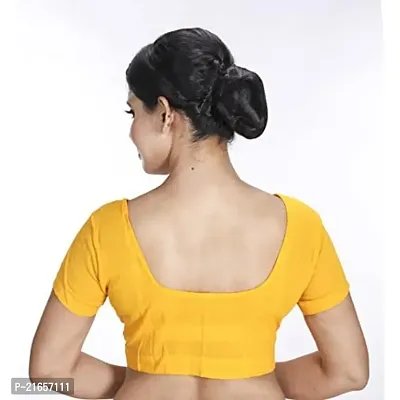 Women's Cotton Solid Half Sleeve Readymade Fully Stitched Blouse (WCBRN17-36_Yellow_36)-thumb3