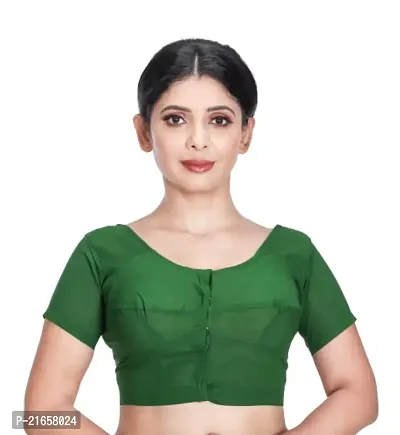 Amab Women's Rubia Cotton Half Sleeves Saree Blouse, 34 (D Green), Mini by Hand