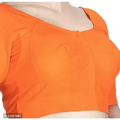 Women's Cotton Solid Half Sleeve Readymade Blouse (WCBRN48-38_Orange_38)-thumb4