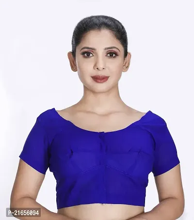 Women's Cotton Solid Half Sleeve Readymade Fully Stitched Blouse (WCBRN13-34_Royal Blue_34)