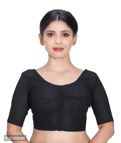 Amab Women's Rubia Cotton Half Sleeves Saree Blouse, 38 (Black), Glass by Hand