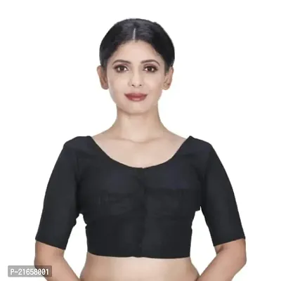 Women's Cotton Solid Half Sleeve Readymade Blouse (WCBRN45-36_Black_36)