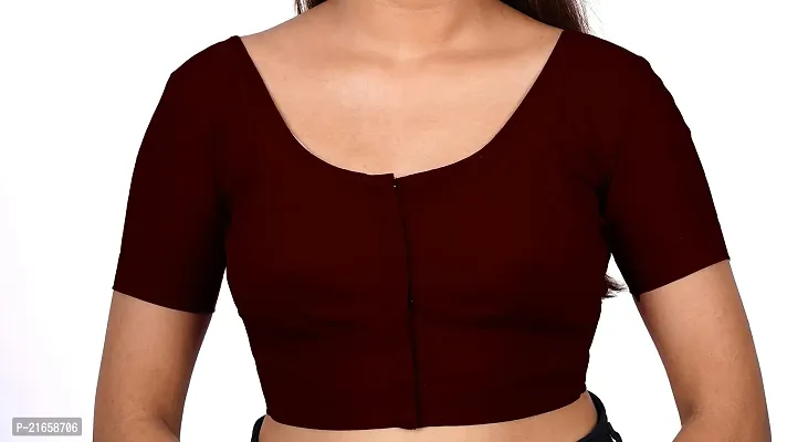 BB Women's Cotton Readymade 2by2 Stitched Short Sleeves Saree Blouse 5XL(48) Size, Color Maroon, Bust Size: 48-thumb0