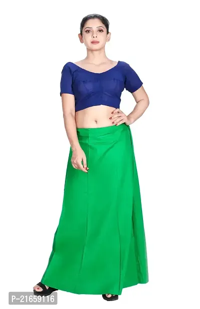 Amab Women's Cotton Plain Petticoat | Pure Cotton Readymade Inskirt Saree Petticoats Combo with Handmade Nada | Women's Cotton Plain Fully Stitched Saree | Lingerie. (Green).