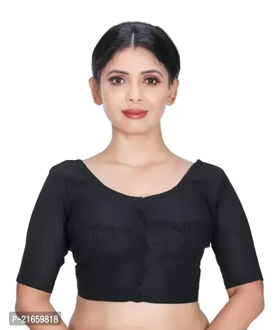 Amab Women's Rubia Cotton Half Sleeves Saree Blouse, 32 (Black), Glass by Hand
