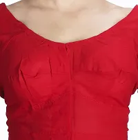 Amab Clothing Women's Collection of Round Neck Readymade Pure Cotton Blouse | Blouse is Fully Stitched and Ready to Wear | Made Up Which is Soft Against Skin. D-RED-thumb3