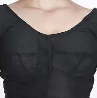 Amab Women's Rubia Cotton Half Sleeves Saree Blouse, 34 (Black), Mini by Hand-thumb1