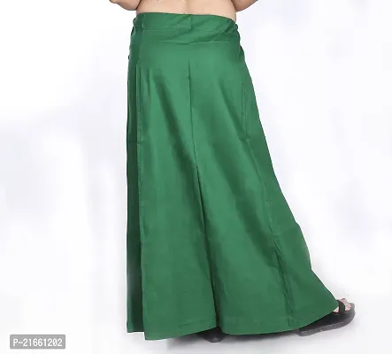 Amab Women's Cotton Plain Petticoat | Pure Cotton Readymade Inskirt Saree Petticoats Combo with Handmade Nada | Women's Cotton Plain Fully Stitched Saree | Lingerie. (Dark Green).-thumb4