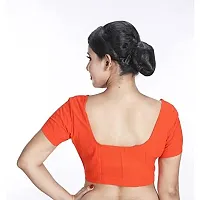 Amab Clothing Women's Collection of Round Neck Readymade Pure Cotton Blouse | Blouse is Fully Stitched and Ready to Wear | Made Up Which is Soft Against Skin. Orange-thumb2