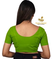 BB Women's Cotton Readymade 2by2 Stitched Short Sleeves Saree Blouse, Bust Size: 48 (5XL) (Light Green)-thumb1