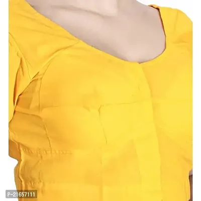 Women's Cotton Solid Half Sleeve Readymade Fully Stitched Blouse (WCBRN17-36_Yellow_36)-thumb4