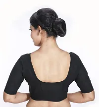 Amab Women's Rubia Cotton Half Sleeves Saree Blouse, 38 (Black), Glass by Hand-thumb3