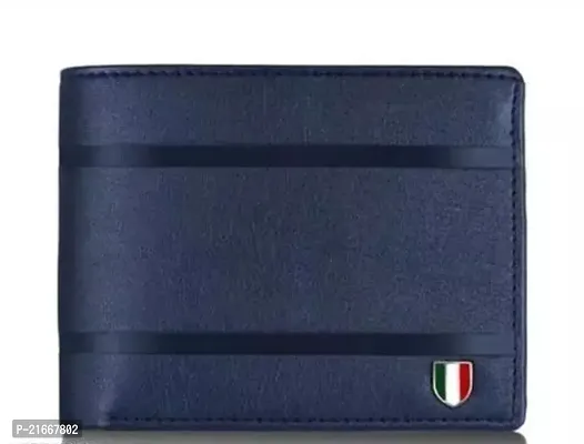 Designer Blue Leatherette Striped Wallet For Men-thumb0