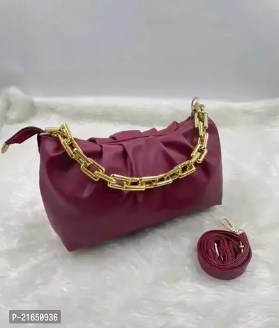 Stylish Maroon PU Solid Sling Bag For Women